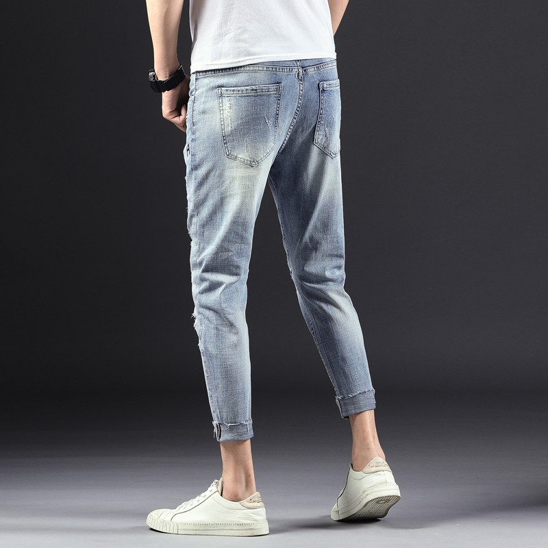 Mans ice blue color fashion denim jeans for spring