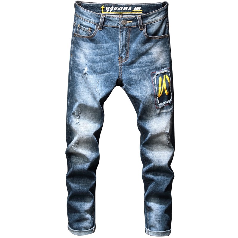 Wholesale factory priced fashion denim jeans with print size 29-38