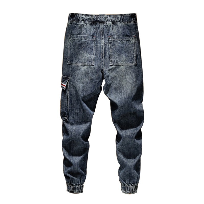 Fashionable elastic waist denim jogger red jeans for men size 29-38