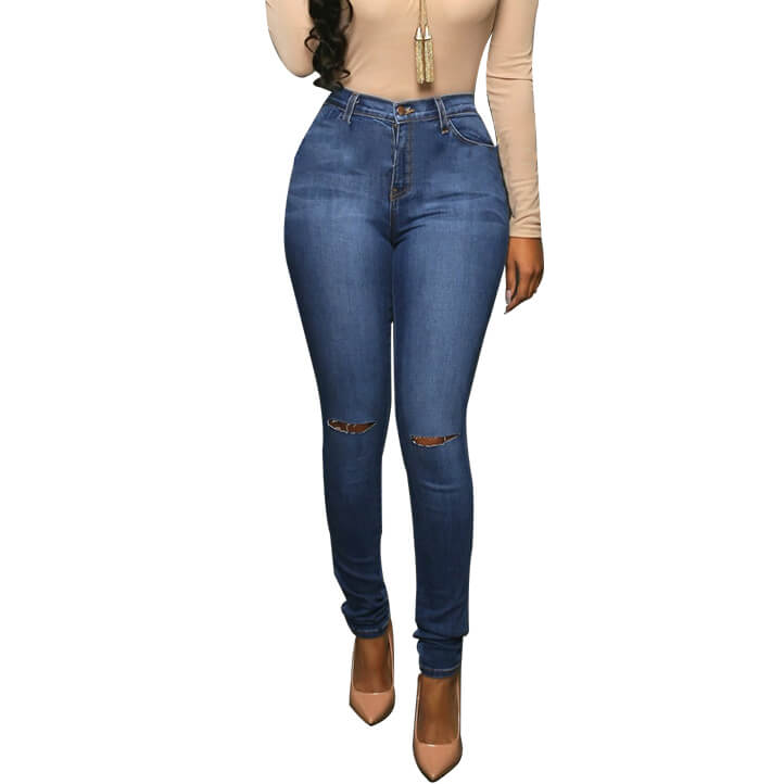 Hot-selling Dark Blue High Waist Skinny Women Denim Jeans