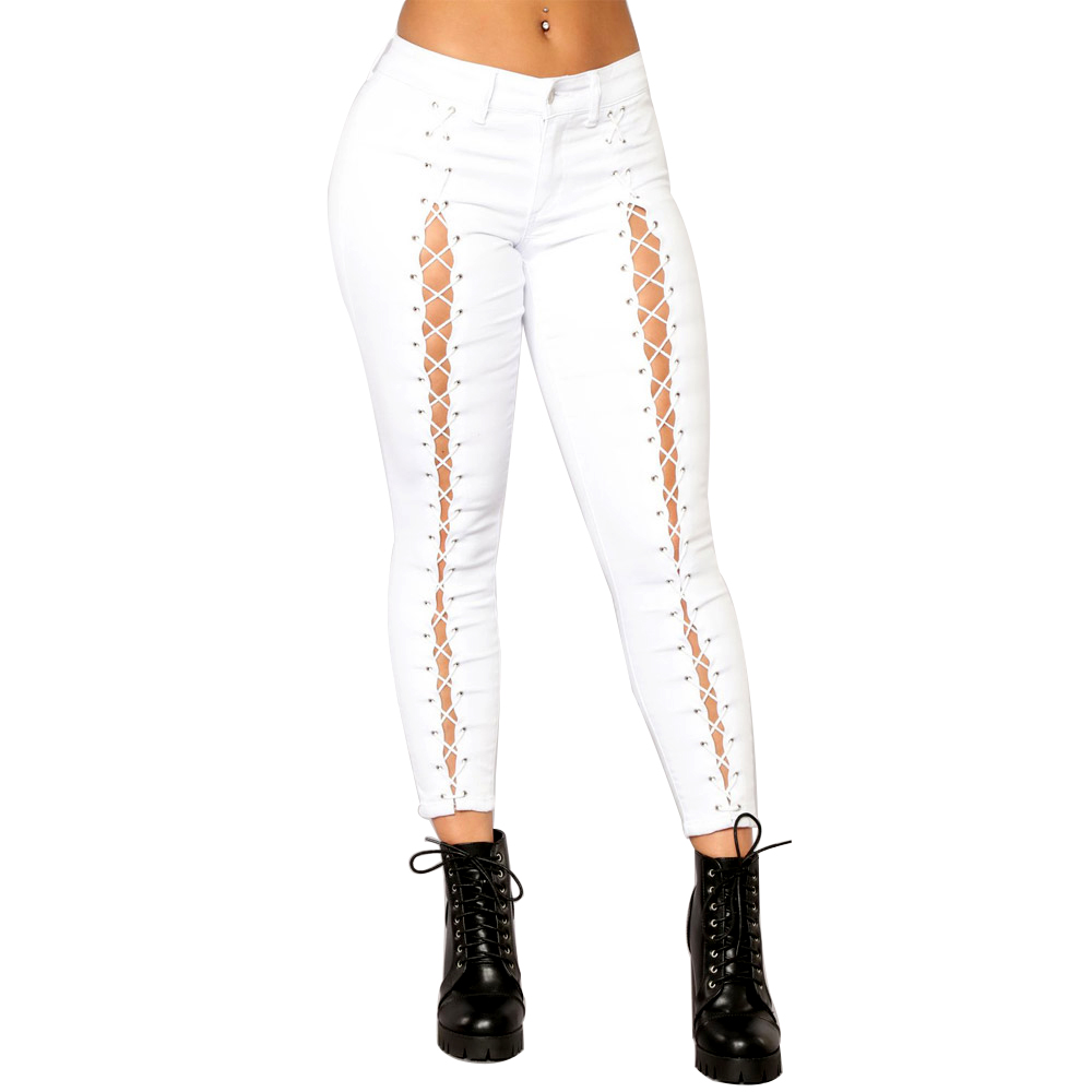 Wholesale Stretch Butt Lift White Skinny Cropped Women Jeans Pants With ...