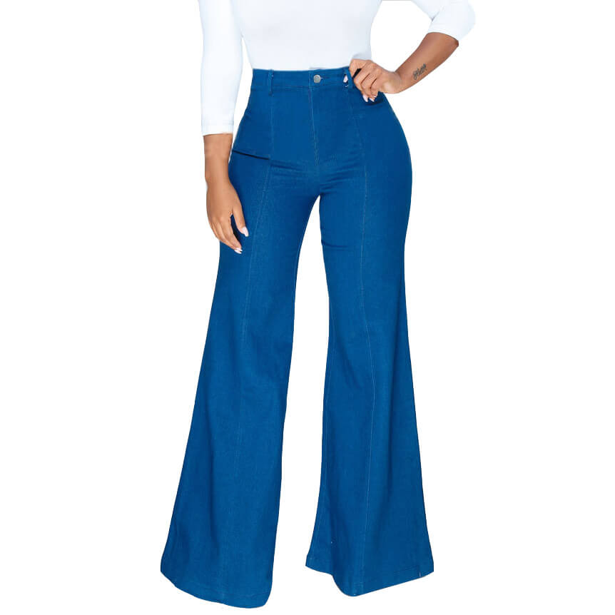 Brilliant Wholesale Women Bell Bottom Stretch Jeans Blue Flare Jeans ...