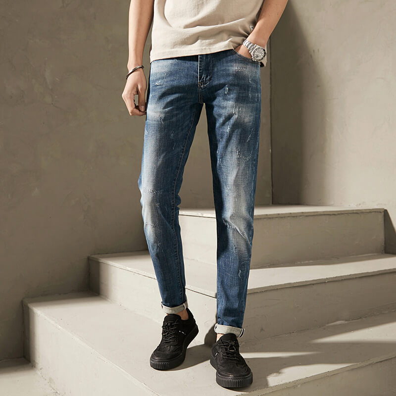 Easy Matching Distressed Slim Fit Jeans Pants For Men 29-36