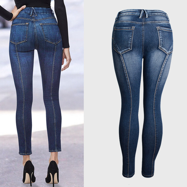 Chic New Arrival Split Solid Elastic Women Jeans