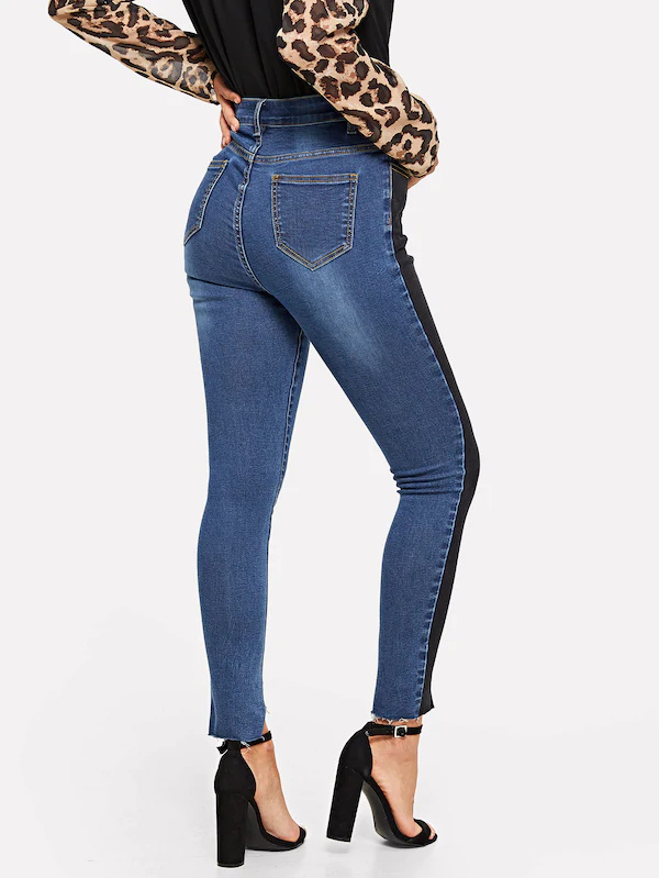 Popular Stylish Contrast Color Jeans For Women