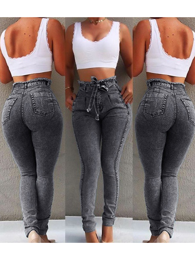 Sexy Tassel Hem High Rise Stretch Jeans For Women