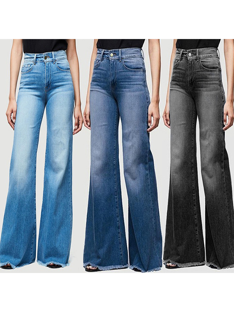 Vivacious Gradient Color Bell Bottom Denim Pants