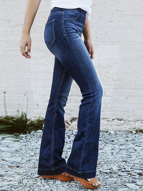 Brilliant Gradient Color Flare Bottom Long Jeans