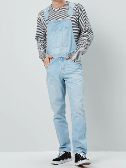 Eye-catching Chic Solid Suspender Mens Skinny Jeans