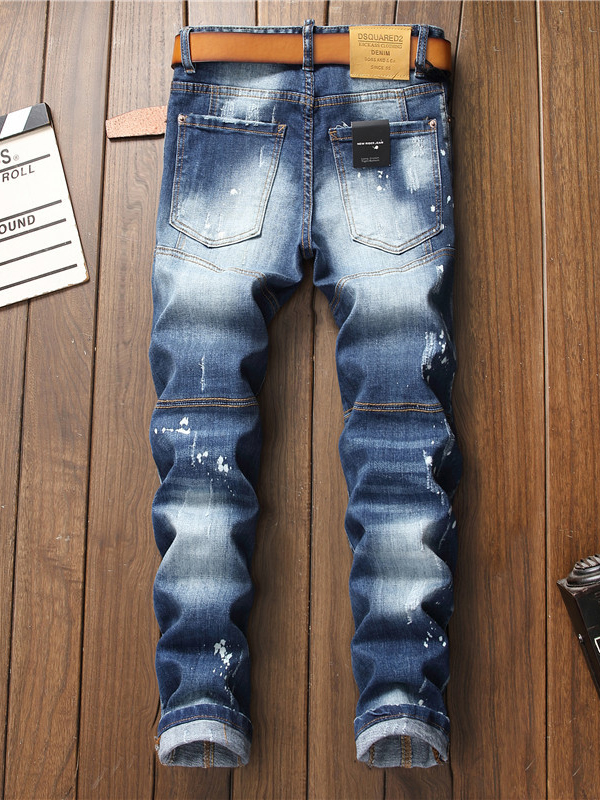 Classic Patch Contrast Color Ripped Jeans
