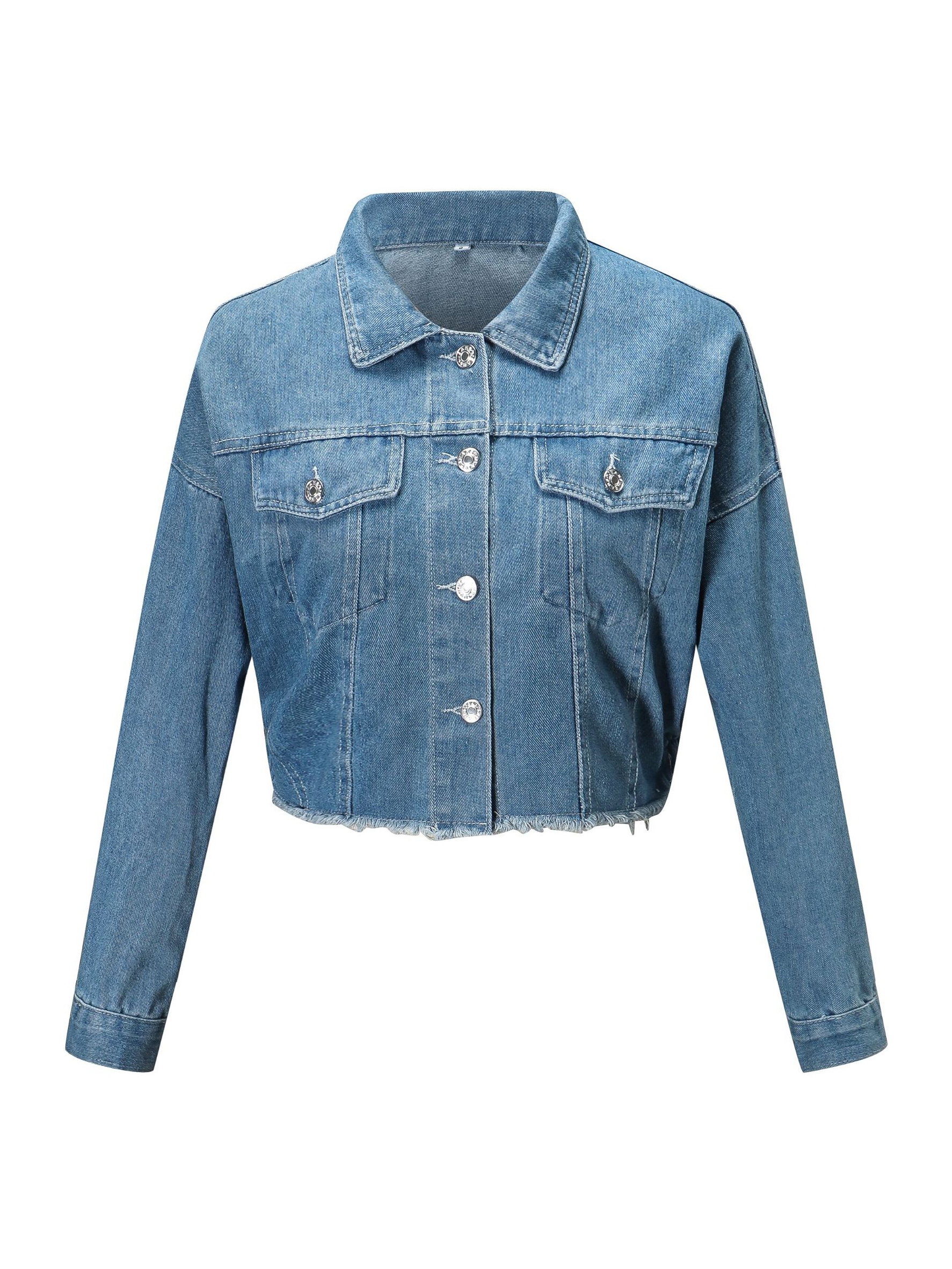 Latest Design Tassel Edge Cropped Denim Jacket