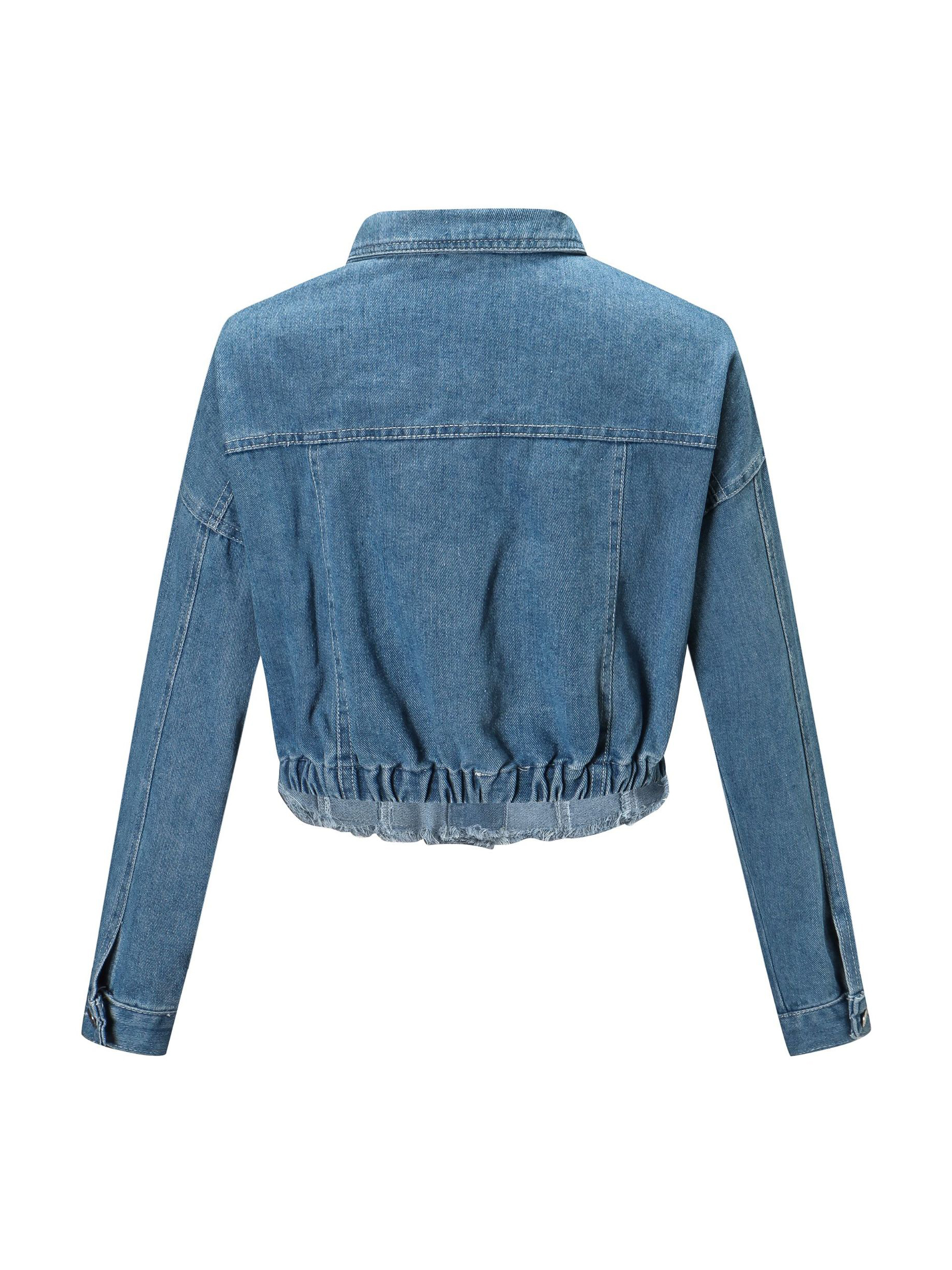 Latest Design Tassel Edge Cropped Denim Jacket