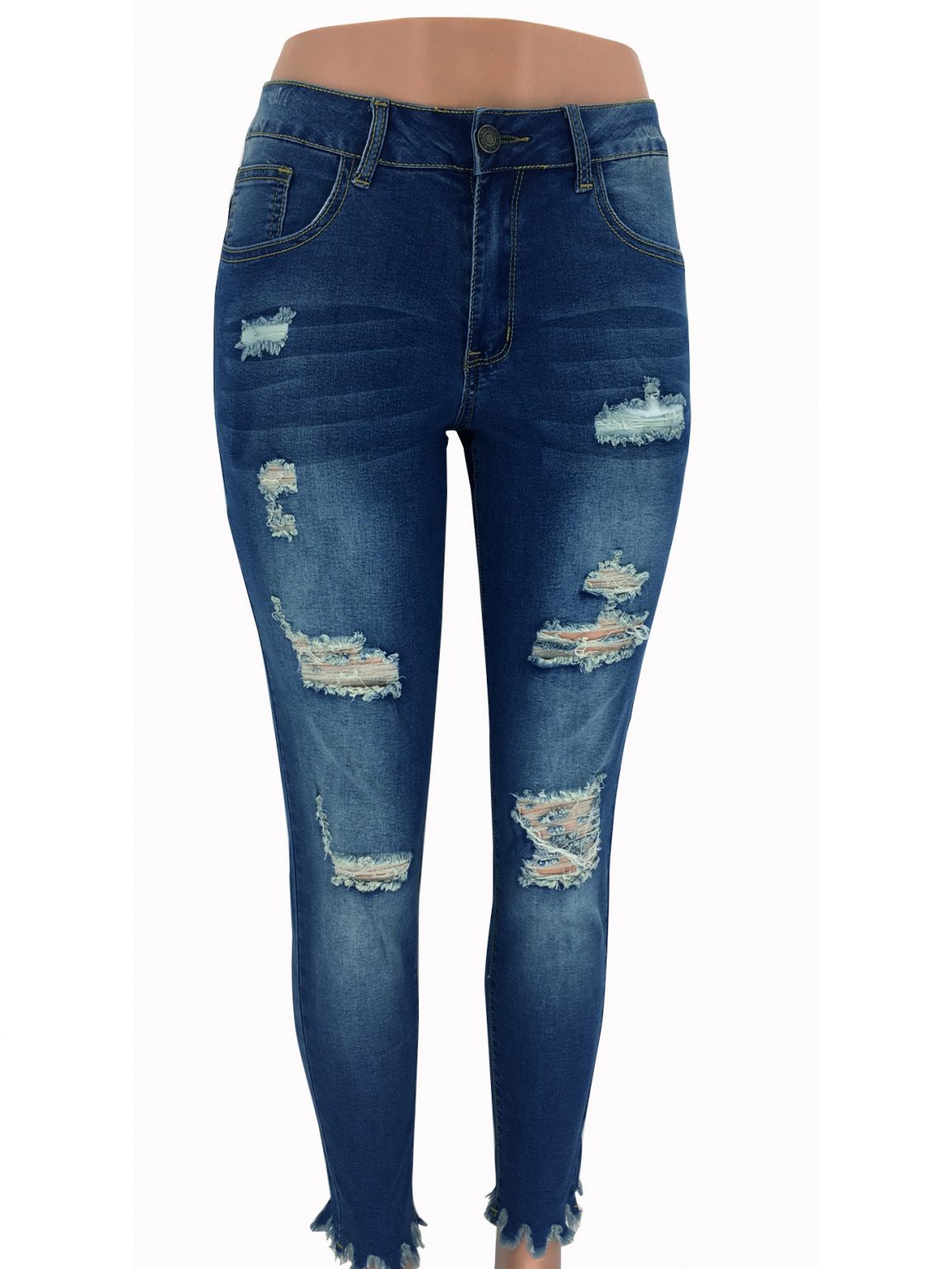 Easy Matching Trendy Mid Waist Distressed Jeans For Women – wholesale ...
