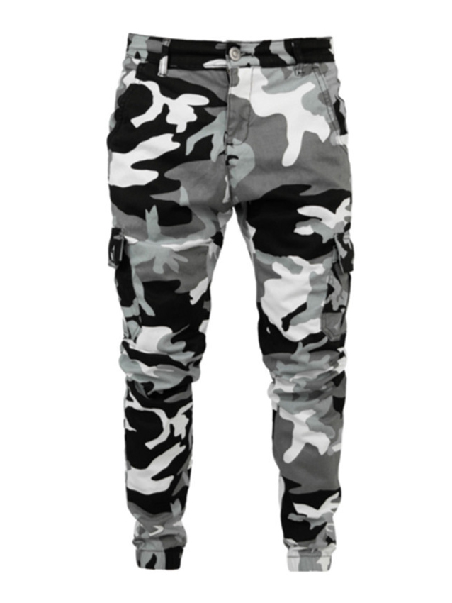 Pretty Camouflage Pockets Mid Waist Male Jeans