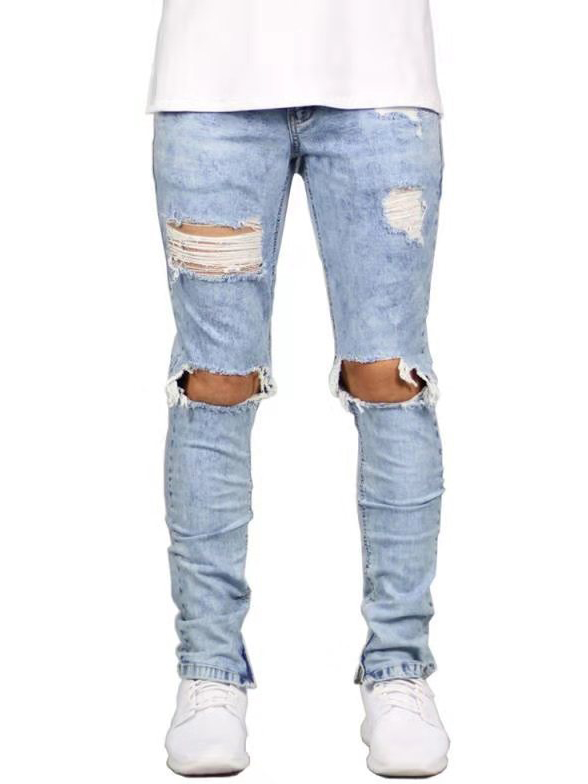 Brilliant Solid Zip Up Men Distressed Jeans