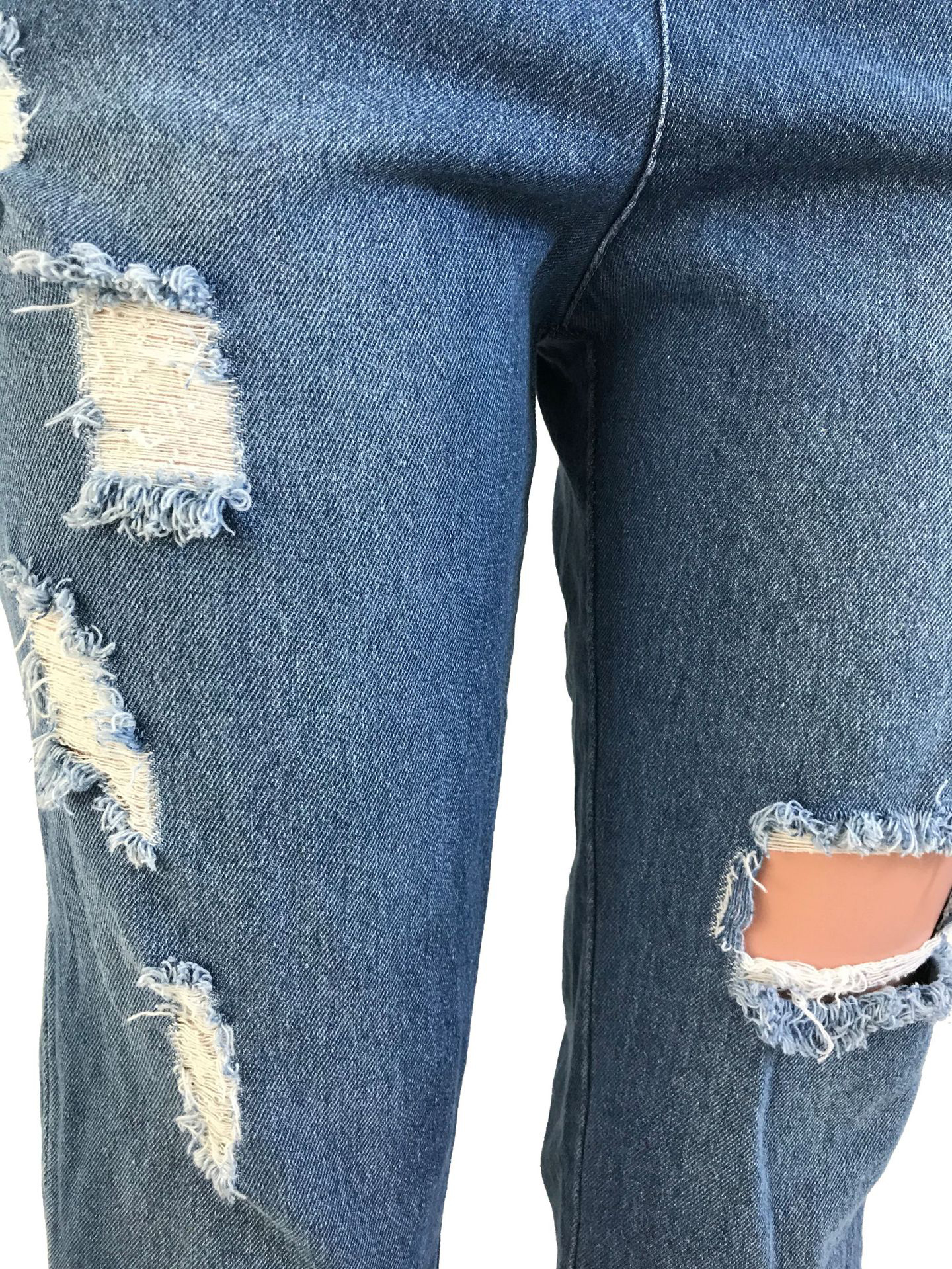 Gorgeous Solid Stringy Selvedge High Waist Hole Flare Jeans