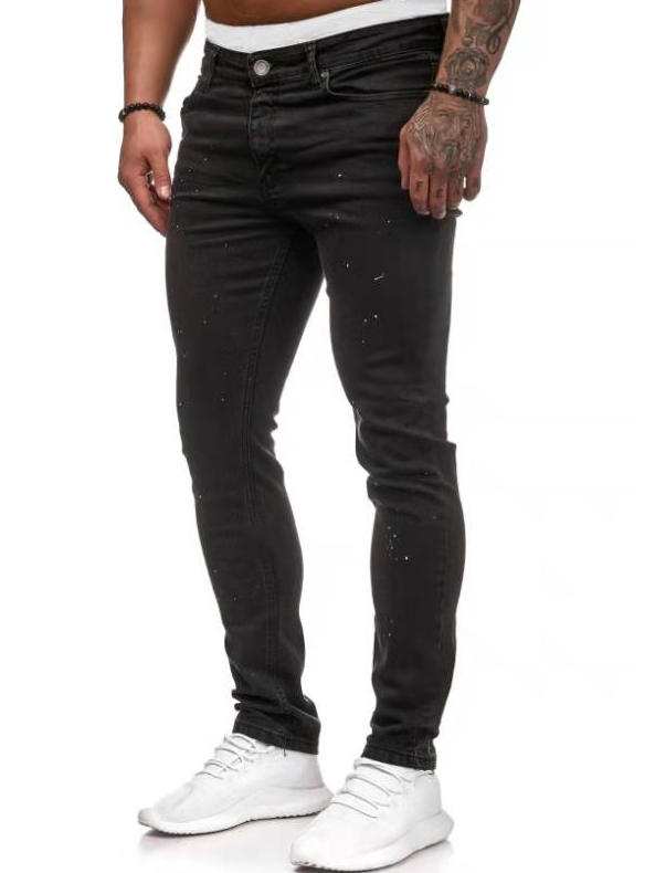 Daily Style Fashion Dots Men Black Skinny Jeans 