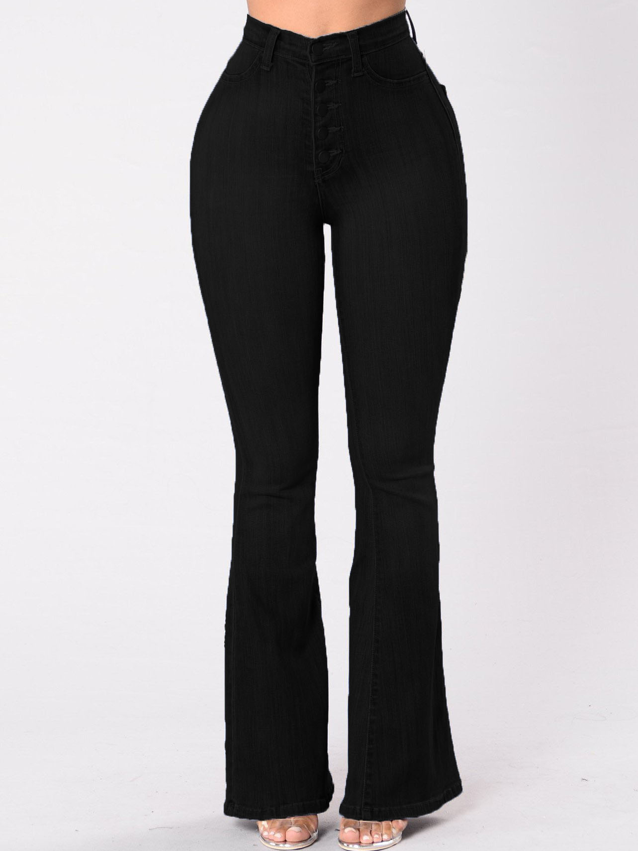 Gorgeous Trendy High Waist Black Flare Jeans