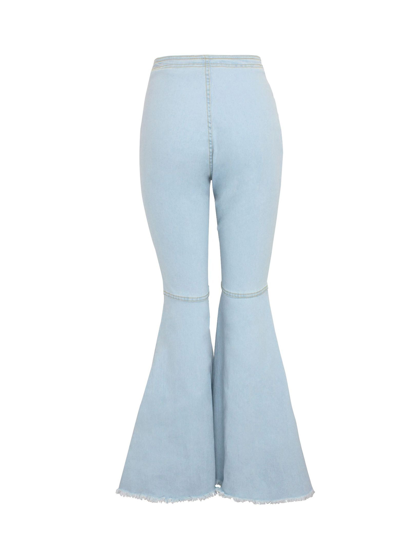 Pretty Light Blue High Waist Long Bell Bottom Jeans