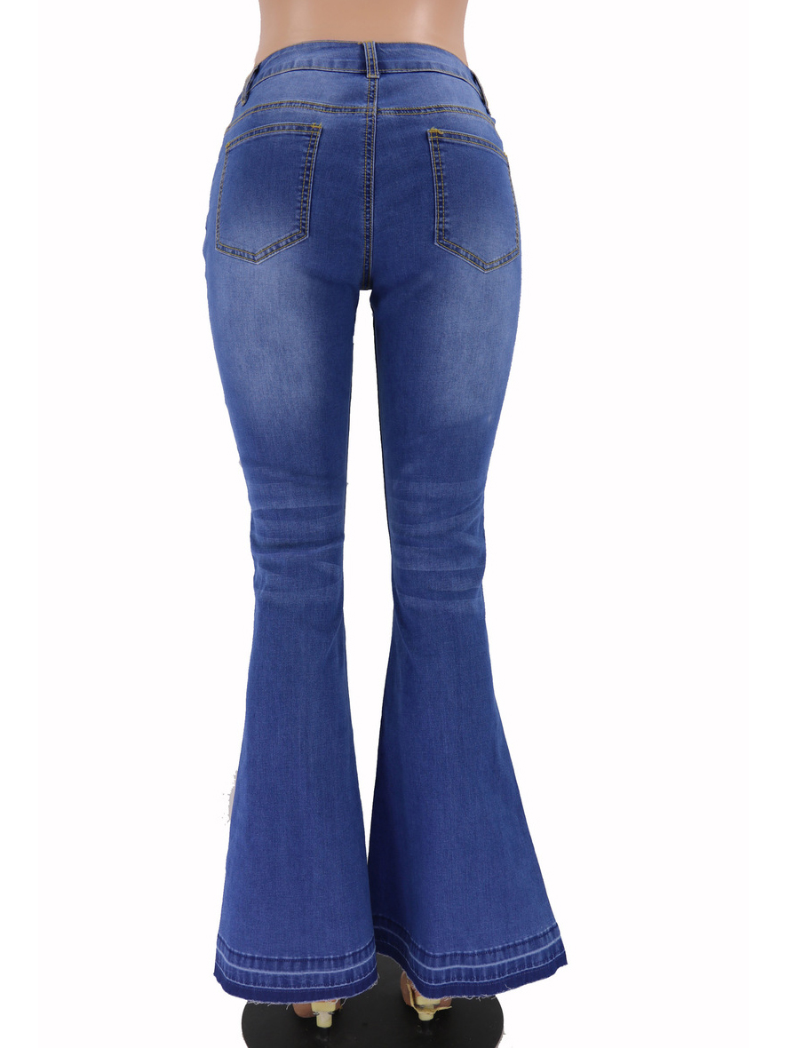 Hot Sale Versatile Solid Color Bell Bottom Low Rise Jeans