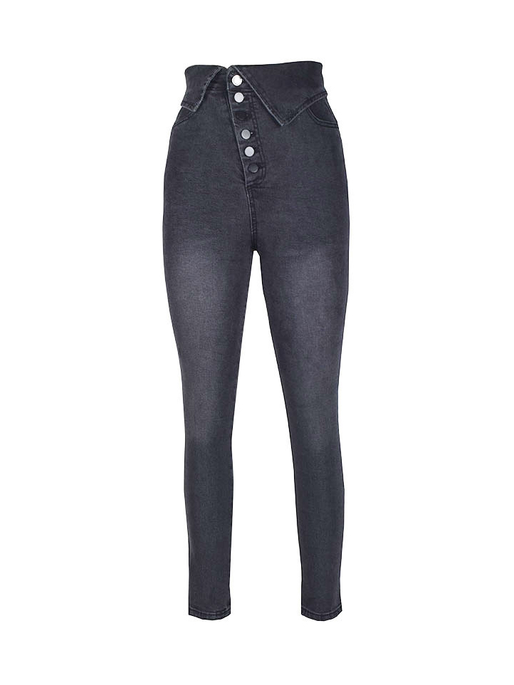 Chic High Waist Button Up Skinny Jeans for women