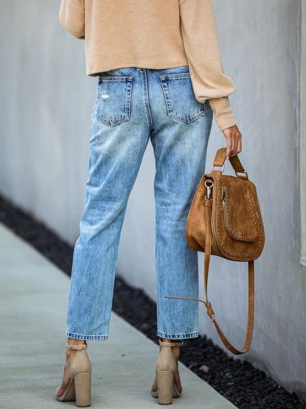straight leg jeans ripped