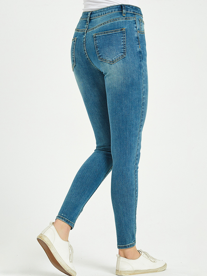 Daily Style Mid Waist Pencil Custom Jeans For Women
