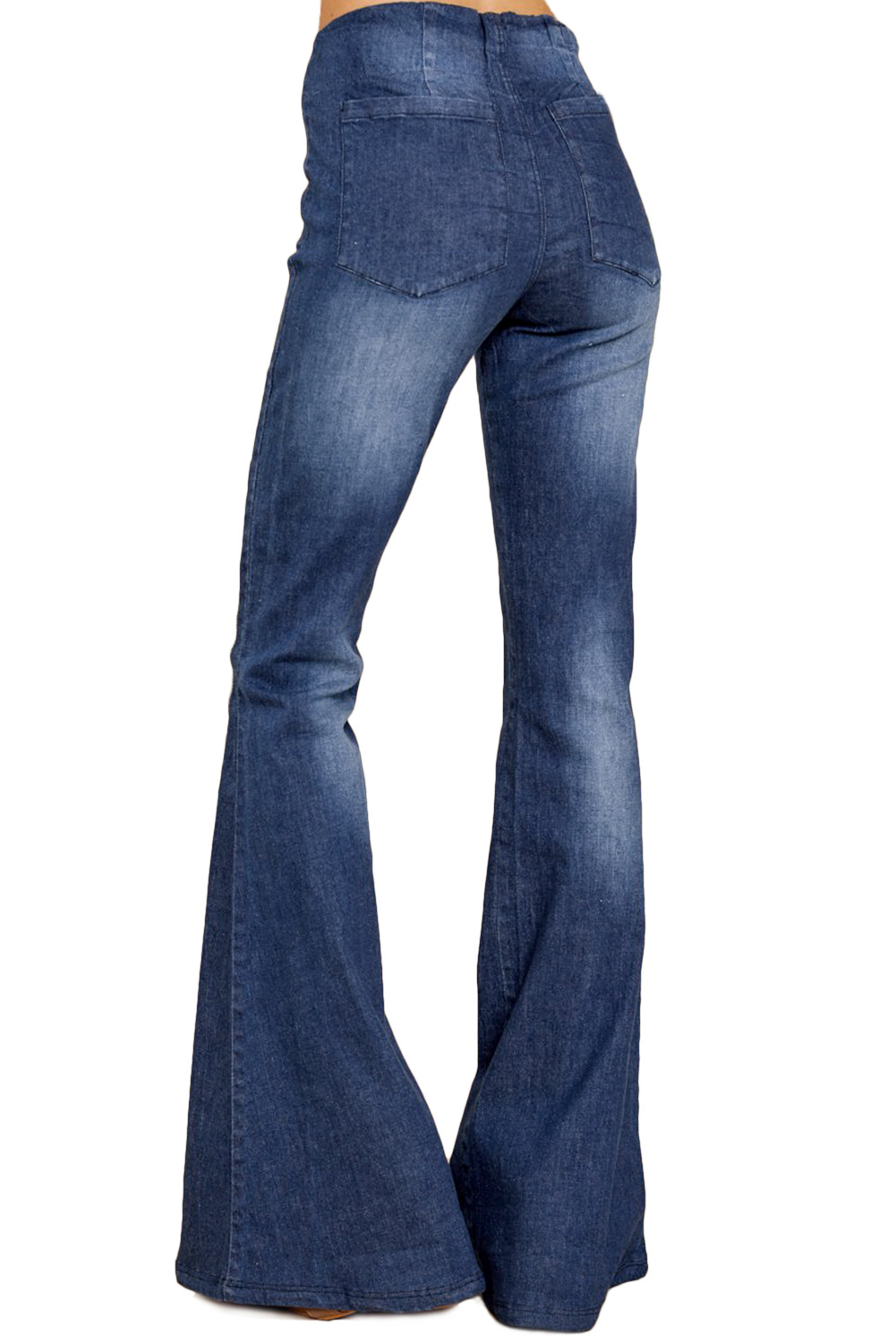 Eye-catching Blue Bring On The Peace Dark Denim Flare Jeans