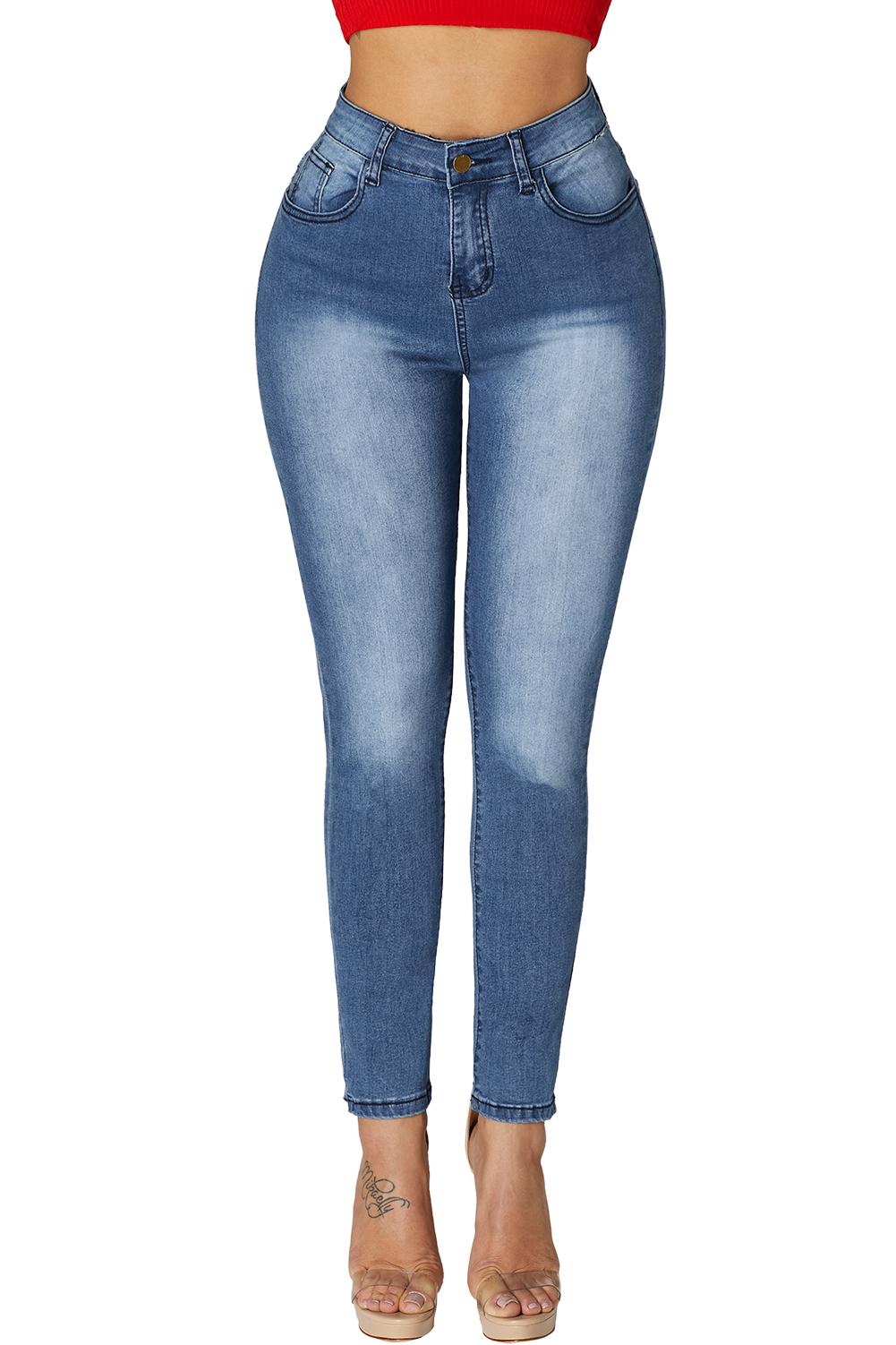 Great High Waist Bottom Ripped Hole Cut Jeans