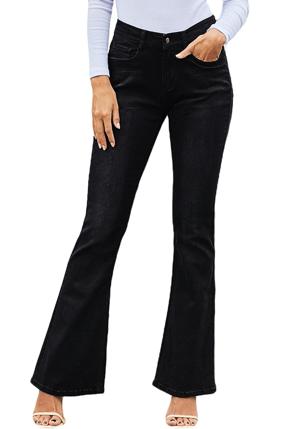 Trendy Black Wash Vintage Wide Leg Jeans